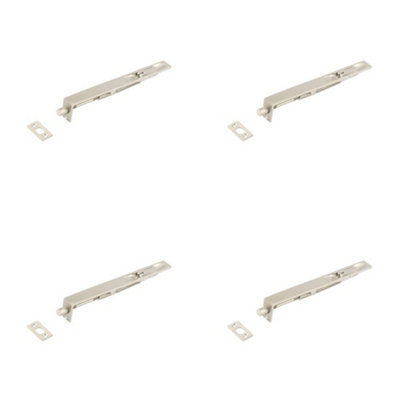 4 PACK Durable Satin Nickel Brass Lever Action Flushbolts 200x20mm