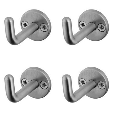 4 PACK Durable Satin Stainless Steel Robe Hook - 48mm - Wall Mounted Clothing Hook