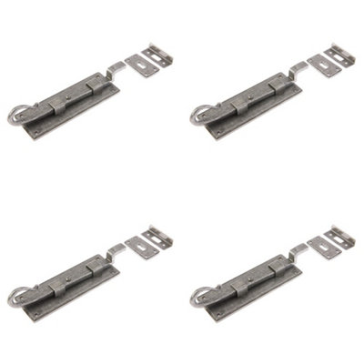 4 PACK Durable Shepherds Crook Necked Bolts in Pewter - 152mm Door Hardware - Door Bolt Lock