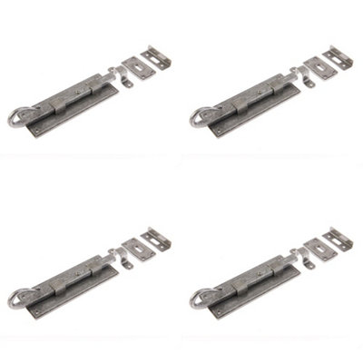 4 PACK Durable Shepherds Crook Straight Bolts 152mm in Pewter Finish - Door Bolt Lock