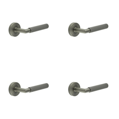 4 PACK Durable Three One Six Knurled Gun Metal Door Handle for Home and Office - Interior Handle