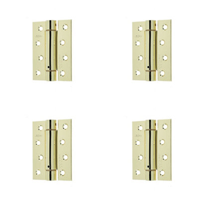 4 PACK Electro Brassed Single Action Spring Hinge - Pack of 3 (102x76x2.7mm) for Convenient Door Closure - Door Hinges