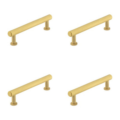 4 PACK Elegant 128mm Satin Brass Knurled Cabinet Handle for Stylish Interiors - Kitchen Drawer Pull Handle