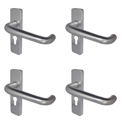 4 PACK Elegant 19mm Round Bar Door Handle with Satin Anodised Aluminium Finish - Interior Lever on Backplate