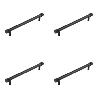 4 PACK Elegant 224mm Black Cabinet Handle for Stylish Interiors - Kitchen Drawer Pull Handle