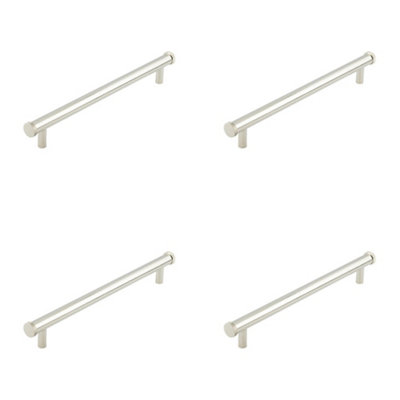 4 PACK Elegant 224mm Polished Nickel Cabinet Handle - Knurled Diamond Design - Kitchen Drawer Pull Handle