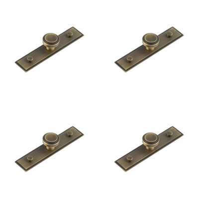 4 PACK Elegant 30mm Antique Brass Cupboard Knob with Stepped Backplate - Kitchen Cabinet Knob