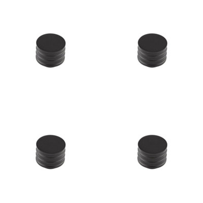 4 PACK Elegant 30mm Black Cupboard Knob with Grooved Detailing - Kitchen Cabinet Knob