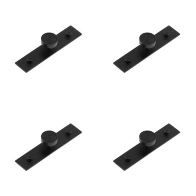 4 PACK Elegant 30mm Black Cupboard Knob with Plain Backplate - Kitchen Cabinet Knob