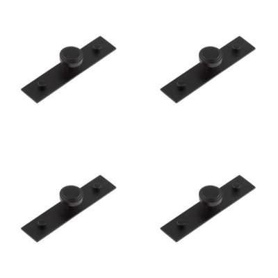 4 PACK Elegant 30mm Black Cupboard Knob with Stepped Backplate Design - Kitchen Cabinet Knob