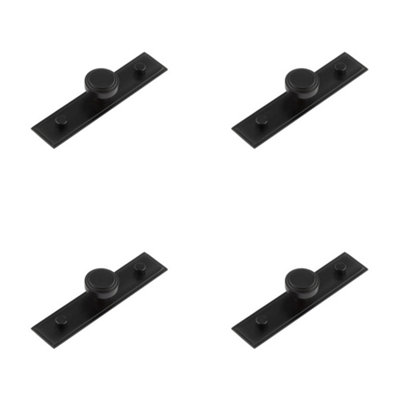 4 PACK Elegant 30mm Black Cupboard Knob with Stepped Backplate Kitchen - Cabinet Knob