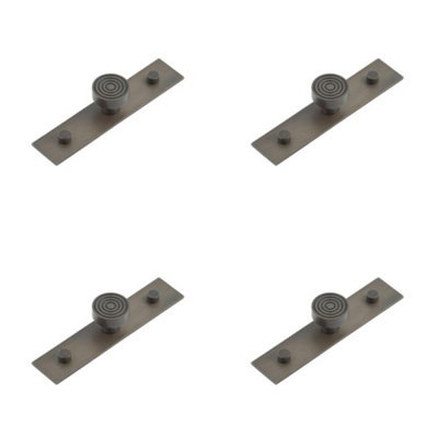 4 PACK Elegant 30mm Dark Bronze Cupboard Knob with Plain Backplate Kitchen Cabinet Knob