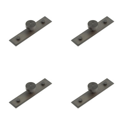 4 PACK Elegant 30mm Dark Bronze Cupboard Knob with Stepped Backplate - Kitchen Cabinet Knob