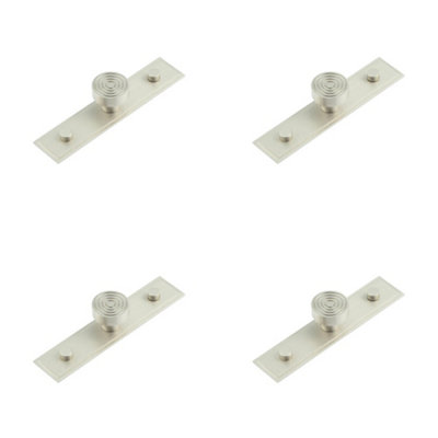 4 PACK Elegant 30mm Satin Nickel Cupboard Knob with Stepped Backplate - Kitchen Cabinet Knob