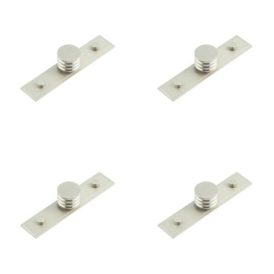 4 PACK Elegant 30mm Stepped Satin Nickel Cupboard Knob - Versatile Solid Brass Hardware - Kitchen Cabinet Knob