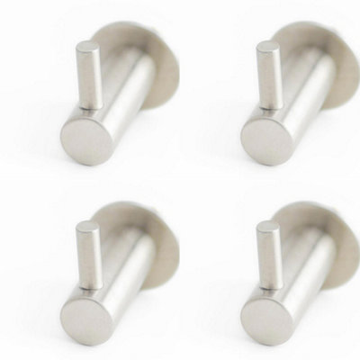 4 PACK Elegant 37mm Satin Stainless Steel Single Robe Hook for Modern Bathrooms and Closets - Wall Mounted Clothing Hook