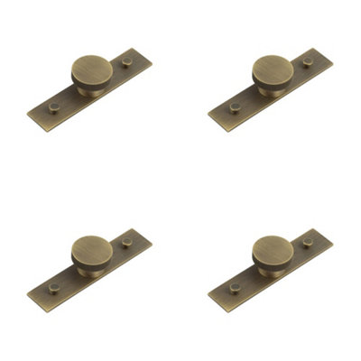 4 PACK Elegant 40mm Antique Brass Cupboard Knob with Backplate Options - Kitchen Cabinet Knob