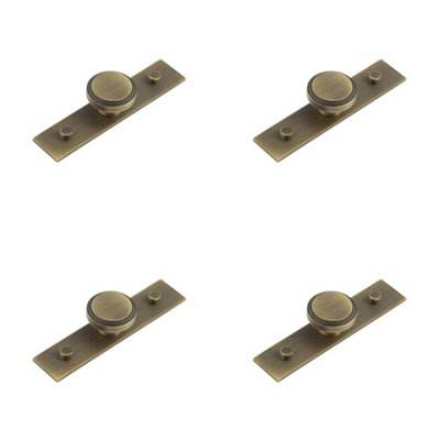 4 PACK Elegant 40mm Antique Brass Cupboard Knob with Stepped Backplate Kitchen - Cabinet Knob