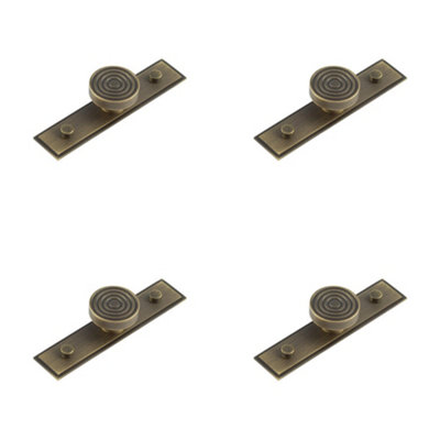 4 PACK Elegant 40mm Antique Brass Cupboard Knob with Stepped Backplate Kitchen Cabinet Knob