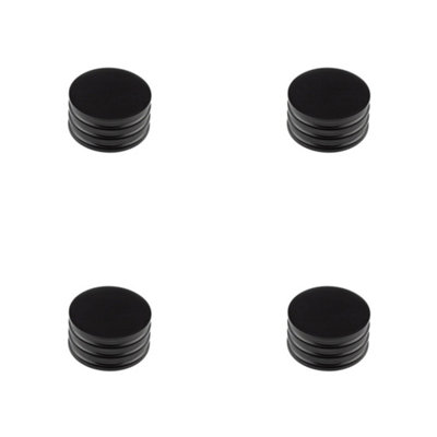 4 PACK Elegant 40mm Black Grooved Cupboard Knob for Any Room - Kitchen Cabinet Knob