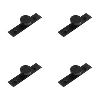 4 PACK Elegant 40mm Black Stepped Cupboard Knob with Brass Backplate - Kitchen Cabinet Knob
