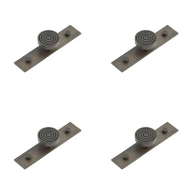 4 PACK Elegant 40mm Dark Bronze Cupboard Knob with Solid Brass Backplate - Kitchen Cabinet Knob