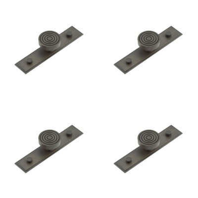 4 PACK Elegant 40mm Dark Bronze Cupboard Knob with Stepped Backplate Kitchen Cabinet Knob