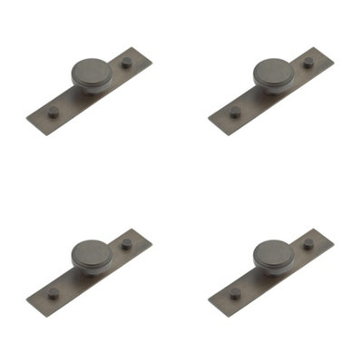 4 PACK Elegant 40mm Dark Bronze Cupboard Knob with Stylish Backplate - Kitchen Cabinet Knob