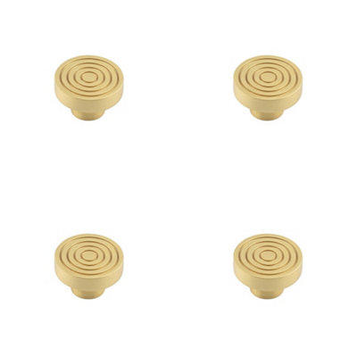 4 PACK Elegant 40mm Satin Brass Cupboard Knob for Stylish Interiors Kitchen Cabinet Knob