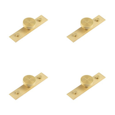 4 PACK Elegant 40mm Satin Brass Cupboard Knob with Stepped Backplate - Kitchen Cabinet Knob