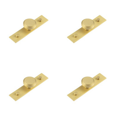 4 PACK Elegant 40mm Satin Brass Cupboard Knob with Stepped Design - Kitchen Cabinet Knob