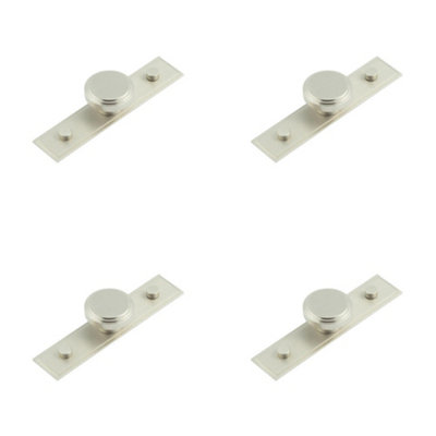 4 PACK Elegant 40mm Satin Nickel Cupboard Knob with Stepped Backplate - Kitchen Cabinet Knob