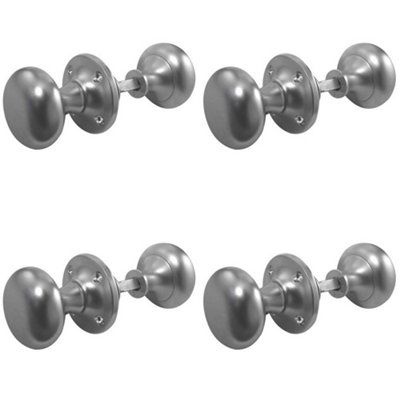 4 PACK Elegant 50mm Satin Chrome Mushroom Rim Door Knob for Timeless Style