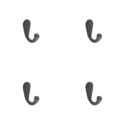 4 PACK Elegant 55mm Black Robe Hook for Home Decor - Wall Mounted Clothing Hook