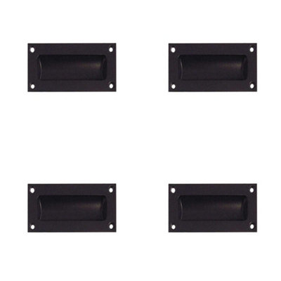 4 PACK Elegant 75mm Black Flush Pulls for Cabinets and Furniture - Recessed Door Handle