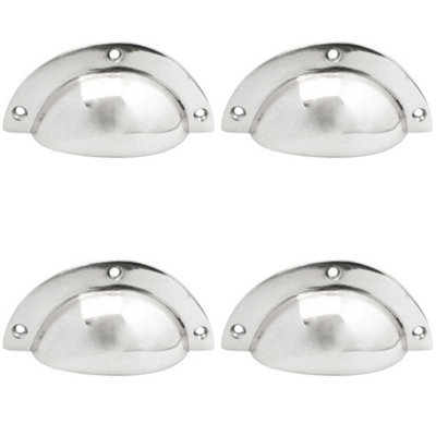 4 PACK Elegant 85mm Polished Chrome Drawer Pulls for Modern Interiors - Kitchen Drawer Pull Handle