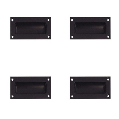 4 PACK Elegant 89mm Black Flush Pulls for Sliding Doors and Drawers - Recessed Door Handle