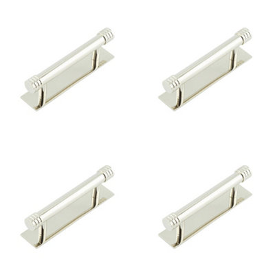 4 PACK Elegant 96mm Polished Nickel Cabinet Handle with Backplate - Kitchen Drawer Pull Handle