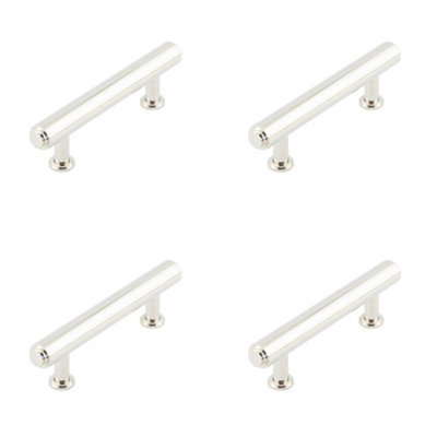 4 PACK Elegant 96mm Polished Nickel Stepped Cabinet Handle for Luxurious Interiors - Kitchen Drawer Pull Handle