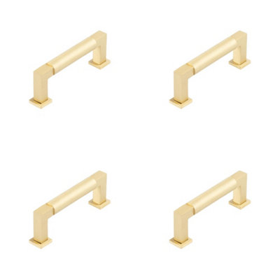 4 PACK Elegant 96mm Satin Brass Round Cabinet Handle for Modern & Traditional Cabinets - Kitchen Drawer Pull Handle