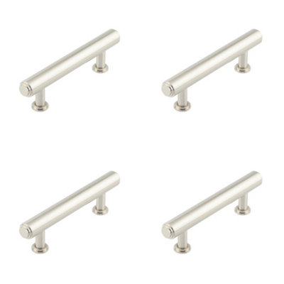 4 PACK Elegant 96mm Satin Nickel Stepped Cabinet Handle for Sophisticated Interiors - Kitchen Drawer Pull Handle