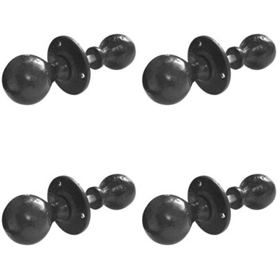 4 PACK Elegant Antique Ball Rim Knob in Black - 46mm Diameter