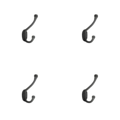 4 PACK Elegant Antique Black Hat and Coat Hook - 125mm - Wall Mounted Clothing Hook