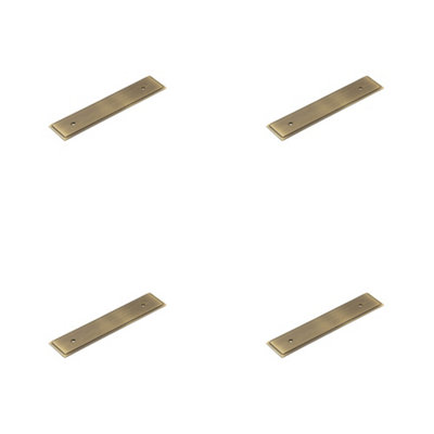 4 PACK Elegant Antique Brass Backplate for Cabinet Handle - 140x30mm - Kitchen Drawer Pull Handle