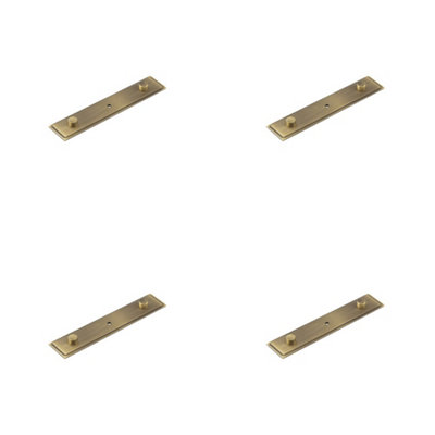 4 PACK Elegant Antique Brass Backplate for Cupboard Knob 140x30mm Kitchen Cabinet Knob