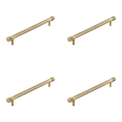 4 PACK Elegant Antique Brass Cabinet Handle 224mm for a Timeless Look - Kitchen Drawer Pull Handle