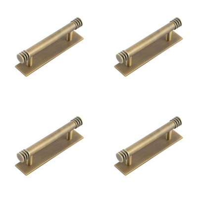 4 PACK Elegant Antique Brass Cabinet Handle with 96mm Centers Kitchen Drawer Pull Handle