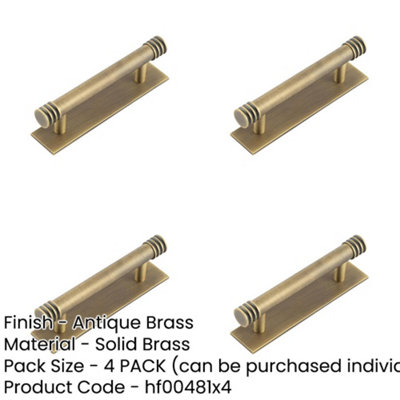 4 PACK Elegant Antique Brass Cabinet Handle with 96mm Centers Kitchen Drawer Pull Handle