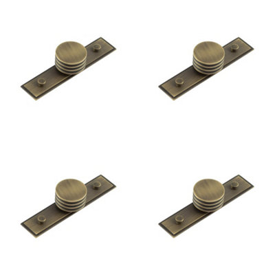 4 PACK Elegant Antique Brass Cupboard Knob - 40mm Stepped Design - Kitchen Cabinet Knob