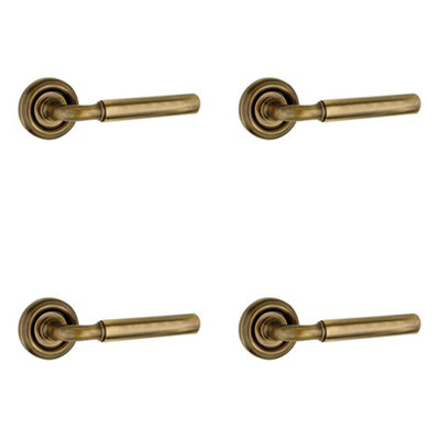 4 PACK Elegant Antique Brass Door Handle for Modern Homes - Interior Handle